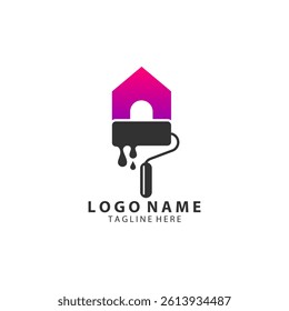 roll paint house logo design vector