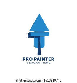 roll painter and up arrow logo Ideas. Inspiration logo design. Template Vector Illustration. Isolated On White Background