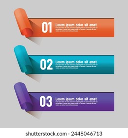 Roll paper color labels banner infographic template design