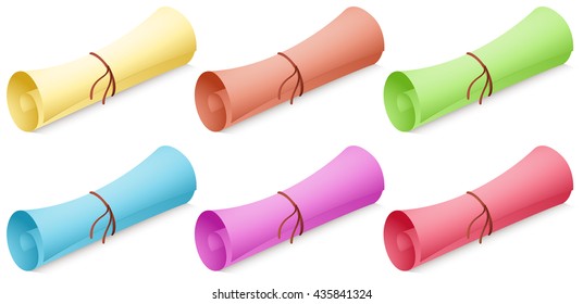 Roll of paper in different colors illustration