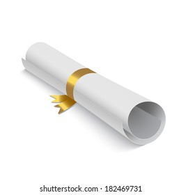 roll of paper like diploma with gold ribbon