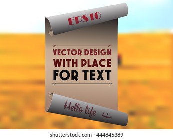 Roll of paper with space for text on the background of nature.