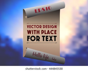 Roll of paper with space for text on the background of nature.