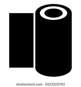 Toalla de papel rodante envoltura desechable papel de pared tejido de oficina equipo de oficina icono de color negro ilustración vectorial estilo plano