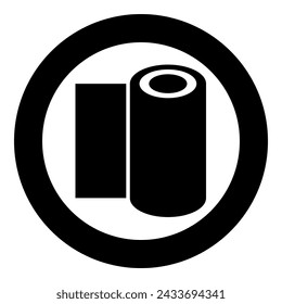 Rollo de papel toalla de papel desechable papel tapiz de tela de tejido de oficina icono de equipo en círculo redondo color negro ilustración vectorial imagen de contorno sólido estilo
