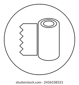 Roll paper towel disposable wrap wallpaper fabric tissue office equipment icon in circle round black color vector illustration image outline contour line thin style