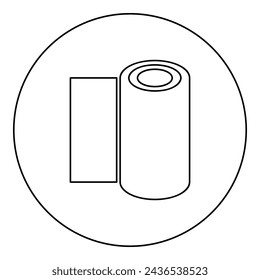Roll paper towel disposable wrap wallpaper fabric tissue office equipment icon in circle round black color vector illustration image outline contour line thin style