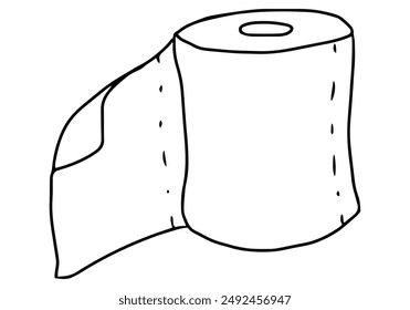 Roll of paper towels hand drawn outline vector illustration. Isolated on white background