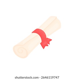 A roll of parchment tied with a red ribbon. An ancient form of writing. A symbol of education. Back to school concept.