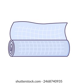 Roll of perforated paper icon. Sanitary paper towel, medical stroked cartoon element for modern and retro design. Simple color vector pictogram isolated on white background