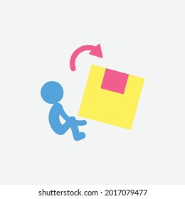  roll pictogram, man and box, delivery, vector illustration