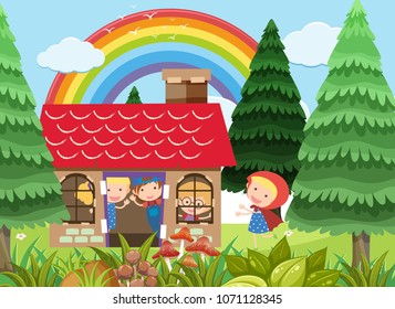 Roll Play Little Red Riding Hood in the Wood illustration