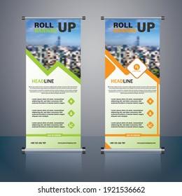 Aufrollen , Aufziehen , Vertikal , x moderner Banner-Vektorgrafik 