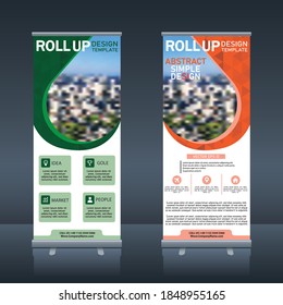 Roll up , pull up , x banner modern abstract design vector