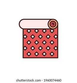 Roll of Red Wallpaper with Creative Texture vector concept icon or symbol