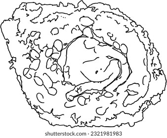 Roll with rice bacon cream cheese food asian cuisine fast food doodle linear cartoon coloring