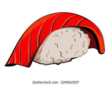Roll with rice and red fish