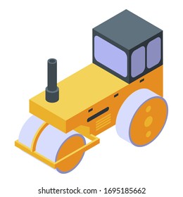Roll road roller icon. Isometric of roll road roller vector icon for web design isolated on white background
