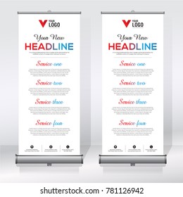 Roll up sale banner design template, abstract background, pull up design, modern x-banner, rectangle size.