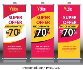 Roll up sale banner design template,abstract background,pull up desing,banner
