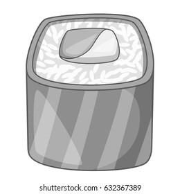 Roll with salmon icon in monochrome style isolated on white background vector illustration