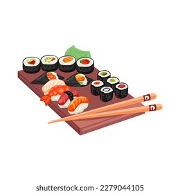Roll set illustration in color cartoon style. Editable vector graphic design.