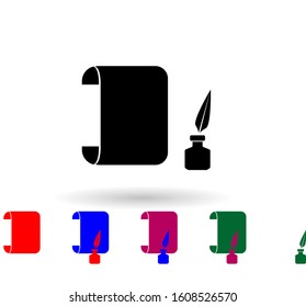 Roll sheet and ink multi color icon. Simple glyph, flat vector of theatre icons for ui and ux, website or mobile application