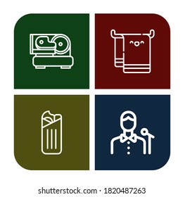 roll simple icons set. Contains such icons as Slicer, Beach towel, Shawarma, Singer, can be used for web, mobile and logo