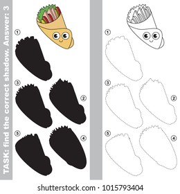 Roll smiley to find the correct shadow, the matching educational kid game to compare and connect objects and their true shadows, simple gaming level for preschool kids.