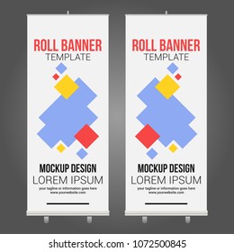 Roll Up Stand Banner Abstract Design Vector Template Mockups