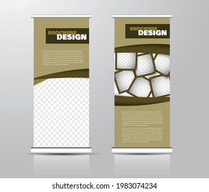 Roll up stand design. Vertical banner template for education, business, presentation, advertisement. Vector illustration. Brown color.