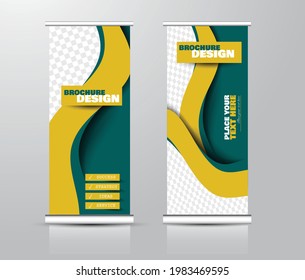 Diseño de la base de datos. Plantilla vertical de banner para educación, negocios, presentación, publicidad. Ilustración vectorial. Color verde y amarillo.