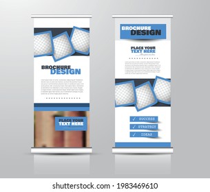 Diseño de la base de datos. Plantilla vertical de banner para educación, negocios, presentación, publicidad. Ilustración vectorial. Color azul.