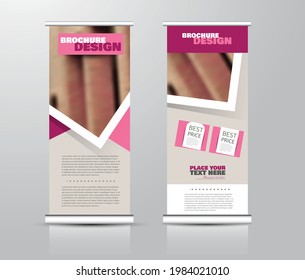 Diseño de la base de datos. Plantilla vertical de banner para educación, negocios, presentación, publicidad. Ilustración vectorial. Color rosa.