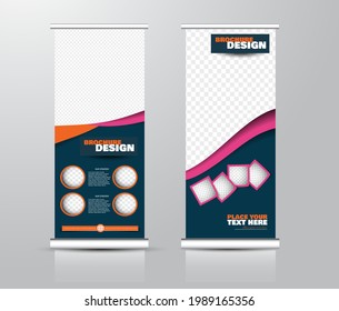 Roll up stand design. Vertical banner template for education, business, presentation, advertisement. Vector illustration.