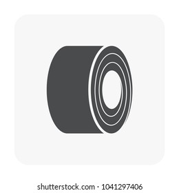 Roll steel, steel coil or sheet metal vector icon. Industrial product manufacturing or production from hot cold process with strength, hardness in factory. Raw materials for construction, machine part