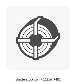 Roll steel, steel coil or sheet metal vector icon. Industrial product manufacturing or production from hot cold process with strength, hardness in factory. Raw materials for construction, machine part