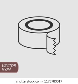 Roll of sticky tape icon. Flat outline vector illustration.