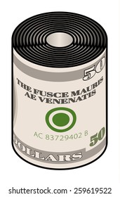 A roll of stylized iconic $50 USD bank note / paper money. A roll of stylized iconic $50 USD bank note / paper money. 