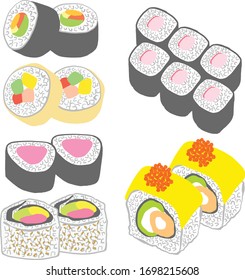 Icono de juego de sushi de bobina, vectorial