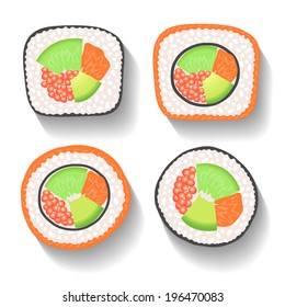 roll sushi set icons