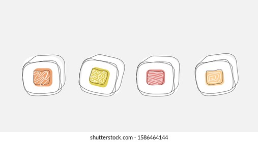 Roll Sushi sketch linear style