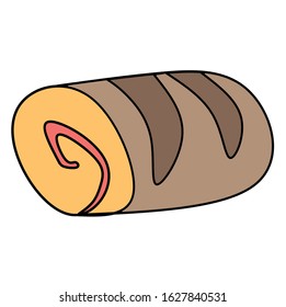  roll, sweet pastry stuffed.  simple illustration