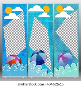 Roll Up table Retro summer design with empty place for your advert