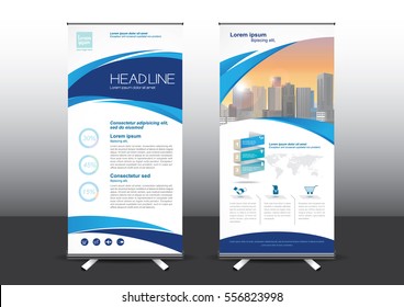 Roll Up template vector illustration, Designed for style applied to the expo. Publicity banners, business model, vertical blue and green tones they use.