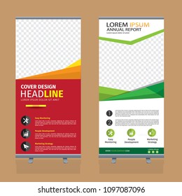 Roll up template. Vertical banner stand design. Business corporate concept, brochure or flyer. Vector illustration
