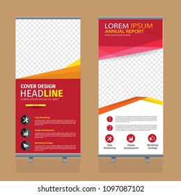Roll up template. Vertical banner stand design. Business corporate concept, brochure or flyer. Vector illustration
