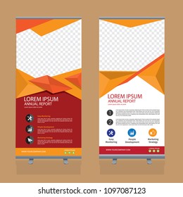 Roll up template. Vertical banner stand design. Business corporate concept, brochure or flyer. Vector illustration
