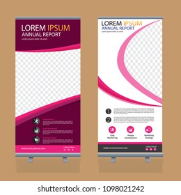 Roll up template. Vertical banner stand design. Business corporate concept, brochure or flyer. Vector illustration