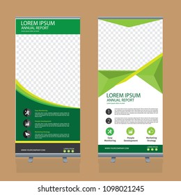 Roll up template. Vertical banner stand design. Business corporate concept, brochure or flyer. Vector illustration